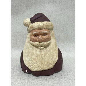 Vintage SANTA CLAUS Chalkware Bust JOLLY ST NICHOLAS Christmas Chippy Primitive